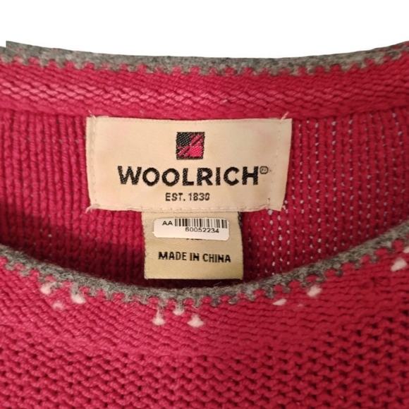 Woolrich Snowflake Sweater Ruby Red Lambswool Trim and Snowflake. Size X…​ - Picture 8 of 9